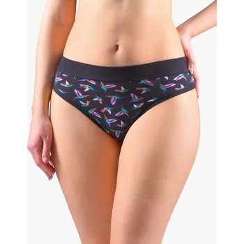 Dámské spodní prádlo GINA dámské tanga francouzská, francouzské, šité, bokové, s potiskem Disco XVII 14156P Barva: černá fialová, Velikost: 34/36