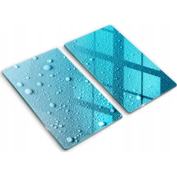 Obraz Dvě Dekorativní Krycí Desky z Tvrzené Sklo na Krájení 2x30x52 cm Kapky vody