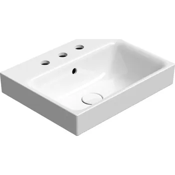 Umyvadlo GSI NUBES keramické umyvadlo 50x40cm, broušená spodní hrana, 3 otvory, bílá ExtraGlaze
