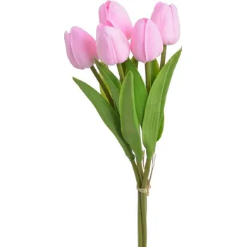 umělá květina Tulipán pěnový (5 ks) - růžová 30 cm