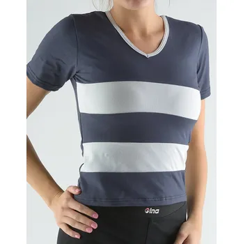 Dámské tričko GINA dámské tričko s krátkým rukávem, krátký rukáv, šité 98020P Barva: tm.popel šedobílá, Velikost: S