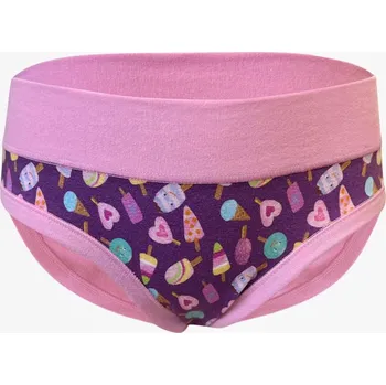 Dívčí spodní prádlo GINA dětské kalhotky klasické dívčí, úzký bok, šité, s potiskem Disco XIX 20026P Barva: orchidej levandulová, Velikost: 140/146