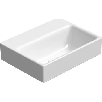 Umyvadlo GSI NUBES keramické umývátko 36x28cm, broušená spodní hrana, bez otvoru, bílá ExtraGlaze