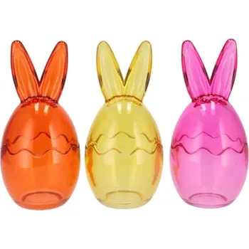 Dóza na potraviny 3ks barevná skleněná dóza vajíčko s oušky Rabbi - Ø 10*22 cm