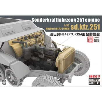 Plastikový model LANMO Model 1/35 Sonderkraftfahrzeug 251 Engine Maybach HL42/TUKRM Sd.Kfz. 251