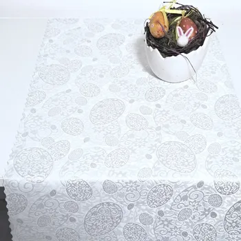 ubrus Velikonoční běhoun v metráži Stříbrná vejce 38 pouze střih