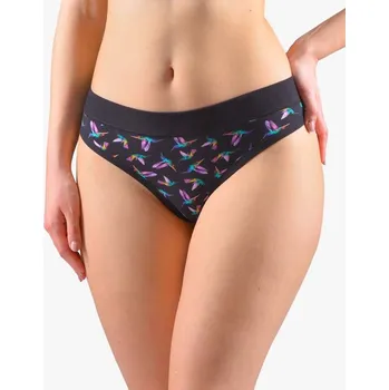 Dámské oblečení GINA dámské kalhotky klasické s úzkým bokem, úzký bok, šité, s potiskem Disco XVII 10273P Barva: černá fialová, Velikost: 46/48