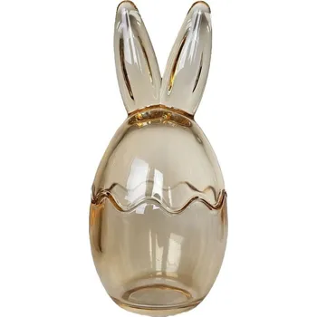 Dóza na potraviny Béžová skleněná dóza vajíčko s oušky Rabbi - Ø 10*22 cm