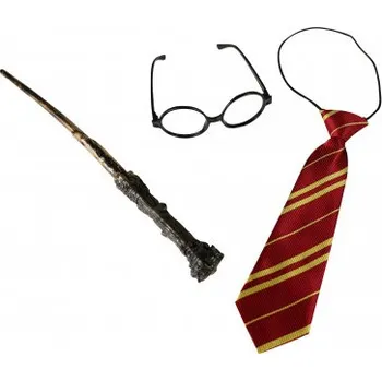 Karnevalový doplněk Kouzelnická hůlka, Brýle a kravata
