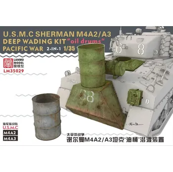 Plastikový model LANMO Model 1/35 U.S.M.C. Sherman M4A2/A3 deep wading kit “oil drums” Pacific War 2-in-1
