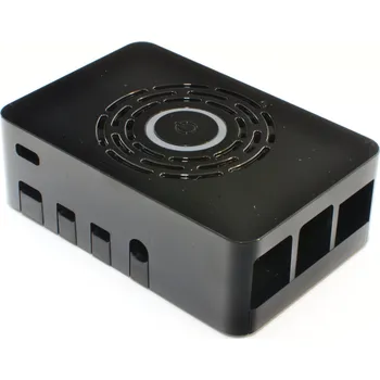 Elektronická stavebnice Multicomp plastová krabička s vypínacím tlačítkem pro Raspberry Pi 4 B, černá
