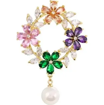 Brož Gaira® Brož Květy s perlou 312118-23, Barva mix barev