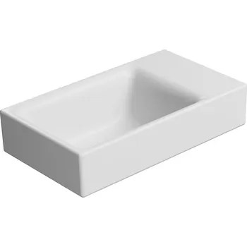 Umyvadlo GSI NUBES keramické umývátko 40x23cm, bez otvoru, pravé/levé, bílá mat