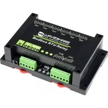 Relé Waveshare Industrial Modbus RTU 8kanálový relé modul, RS485 Bus, multi ochrana