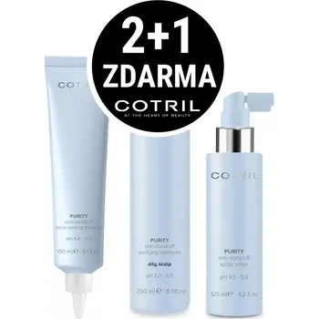 Kosmetická sada Cotril Purity mikro-peeling 150 ml + šampon 250 ml + tonikum 125 ml kosmetická sada proti mastným lupům