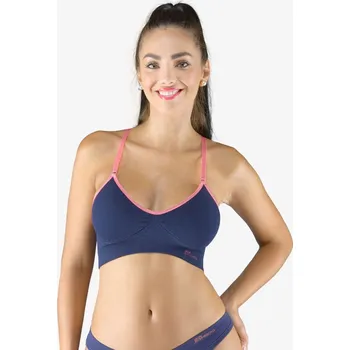 Dámské oblečení GINA dámské podprsenka sportovní s vycpávkami, bez kostice, bezešvé, jednobarevné Eco Bamboo 07020P Barva: lékořice růžová, Velikost: M/L