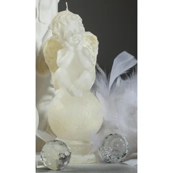 Svíčka Svíčka ANDĚL na kouli 200g béžový