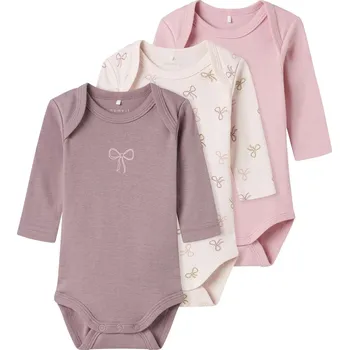 Kojenecký body BODY KOJENECKÉ NAME IT S MAŠLIČKAMI 3 KS, BARELY PINK Velikost: 68