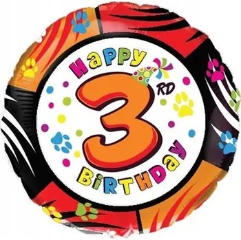 Balónek Fóliový balónek Číslice 3 Happy Birthday Narozeniny 45 cm