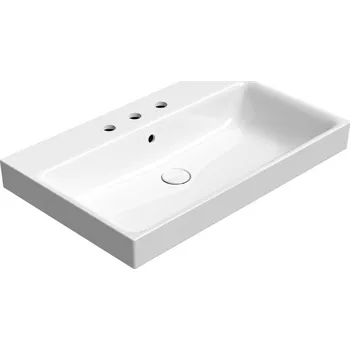 Umyvadlo GSI NUBES keramické umyvadlo 80x50cm, broušená spodní hrana, 3 otvory, bílá ExtraGlaze