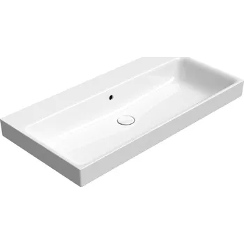 Umyvadlo GSI NUBES keramické umyvadlo 100x50cm, broušená spodní hrana, bez otvoru, bílá ExtraGlaze