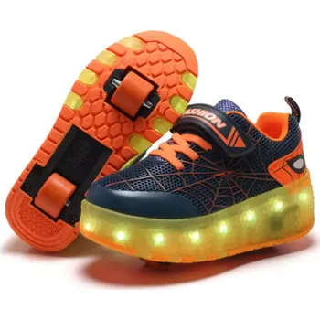 Dětská treková obuv Dětské LED kolečkové tenisky 2v1 (vel. od 28-40 EUR) Barva: modro oranžová, Velikost EUR: 28