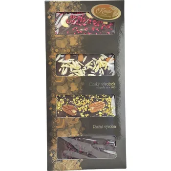 Cukrovinka Čokoláda hořká s posypem 4x50g - Kolekce čokolád - Kamila Chocolates 200g