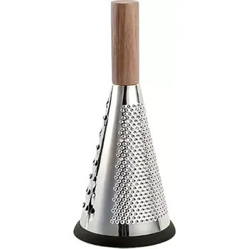 Naběračka Nerezové struhadlo - Kužel (ploché nerezové struhadlo na sýr o dvou hrubostech strouhání s dřevěnou rukojetí)