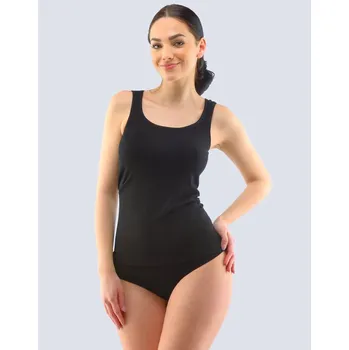 GINA dámské tílko prodloužené, širší ramínka, bezešvé, jednobarevné Bamboo PureLine 08021P Barva: černá, Velikost: XL/XXL