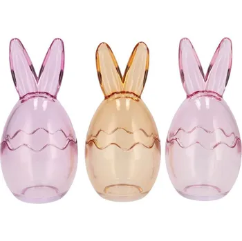 Dóza na potraviny 3ks pastelová skleněná dóza vajíčko s oušky Rabbi - Ø 8*17 cm