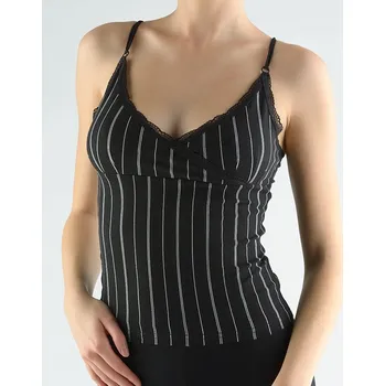 Dámské oblečení GINA dámské košilka, úzká ramínka, šité, s krajkou, jednobarevné Minerva 18995P Barva: černá bílá, Velikost: 34/36