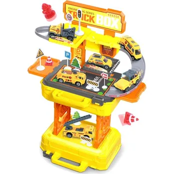 garáž Hrací set v kufříku 2v1 - stavební stroje (DL-9931)