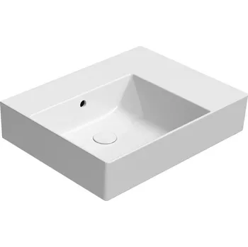 Umyvadlo GSI KUBE X keramické umyvadlo 60x47cm, s odkládací plochou vpravo, bez otvoru, bílá ExtraGlaze
