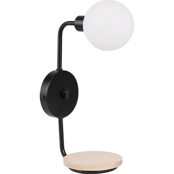 Nástěnné svítidlo Nástěnné svítidlo Ponio moderní černé s bílým stínidlem do obýváku a ložnice 35 cm