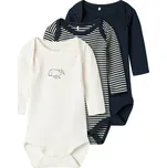 BODY KOJENECKÉ NAME IT S DELFÍNEM A PROUŽKY 3 KS, DARK SAPPHIRE Velikost: 86