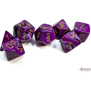 Příslušenství k deskovým hrám Chessex Sada 7 kostek Chessex - Vortex fialová a zlatá - 27437