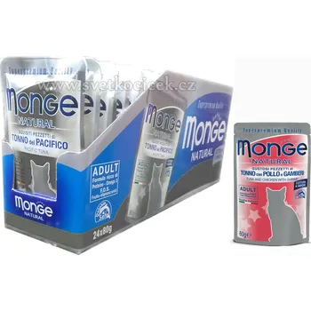 Krmivo pro kočku Monge Natural Cat MULTIPACK tuňák, kuře a krevety - kapsička 24x80 g