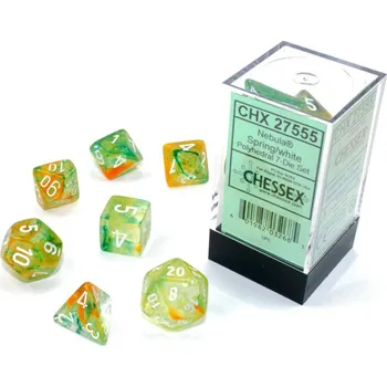 Příslušenství k deskovým hrám Chessex Sada 7 kostek Chessex - Spring / White Luminary - 27555