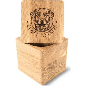 Dóza na potraviny Svět Tlapky Dřevěná dóza s motivem - hranatá Rozměry: Strana 12,5cm / výška 12,5cm, Dřevina: Javor