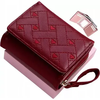 Peněženka Červená peněženka PURSE RED25 (Červená dámská malá peněženka se srdíčky)