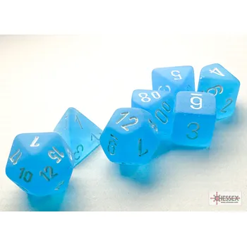 Příslušenství k deskovým hrám Chessex Sada 7 mini kostek Chessex - Polyhedral Frosted Blue/white - 20416
