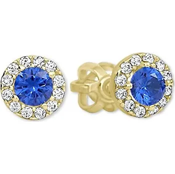 Náušnice Soliter Zlaté náušnice s modrým zirkonem na šroubek