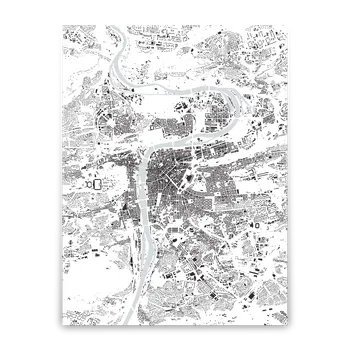 Kartografie PRAHA, a. s. Minimalistická mapa Prahy – budovy Barva: Bílá