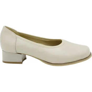 Dámské lodičky Béžové bosolodičky na nízkém podpatku De Plus F.163-X-35813 kožené široká špička - 38