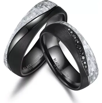 Prsten Snubní prsteny Black Titanium Black stone