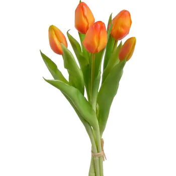 umělá květina Svazek tulipánů (5 ks) - oranžová 30 cm