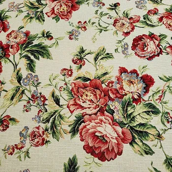 BYTEMA Gobelínová látka RŮŽE VELKÁ SMETANOVÁ šíře 280 cm