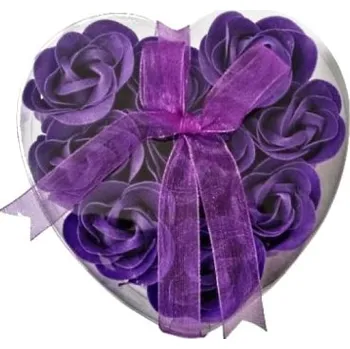 Mýdlo Rentex Dárkové Mýdlové květy 9 ks Srdce fialové