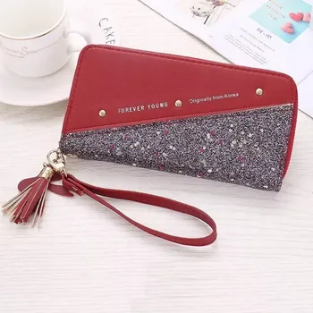 Peněženka Dámská peněženka s třpytkami ROC36 (Elegantní dámská peněženka s třpytkami - přihrádky na karty, bankovky, mince)