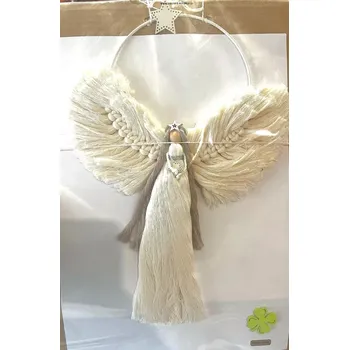 Vánoce Macrame anděl - ruční výroba bílý